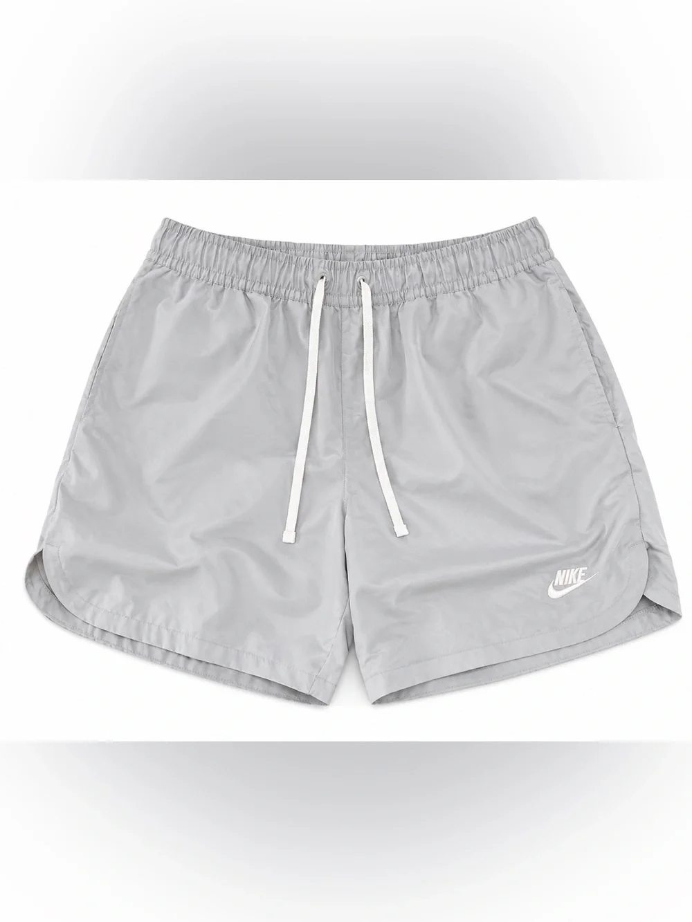 Nike Gray Athletic Swim Shorts with White Drawstring